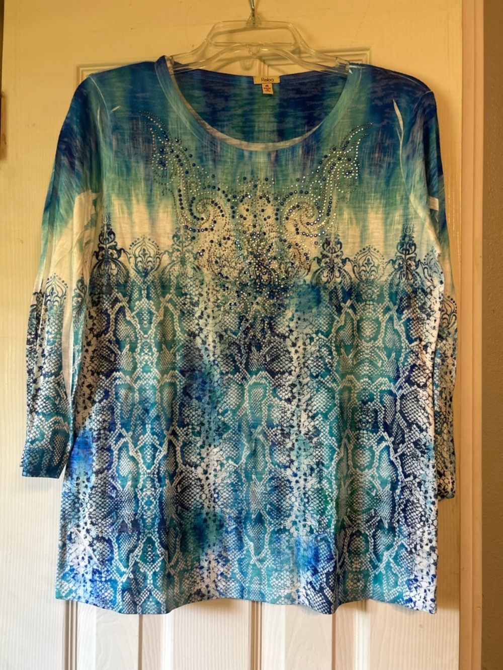 BOGO 1/2off🎒35%off3🛴 Reba blue white embellished bead top